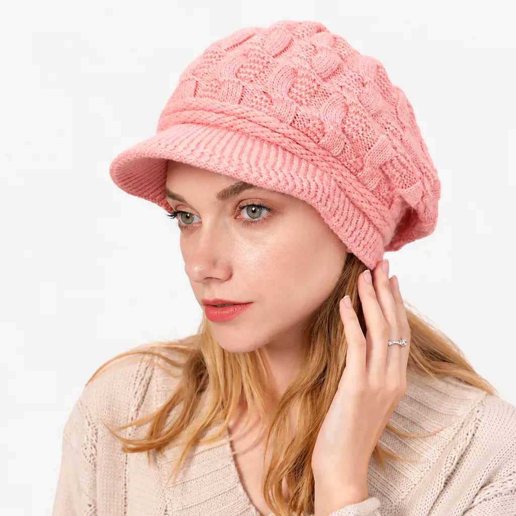La boîte à chapeaux Bonnet Torsade Femme - Maille Epaisse et Chaude a Petite Visiere