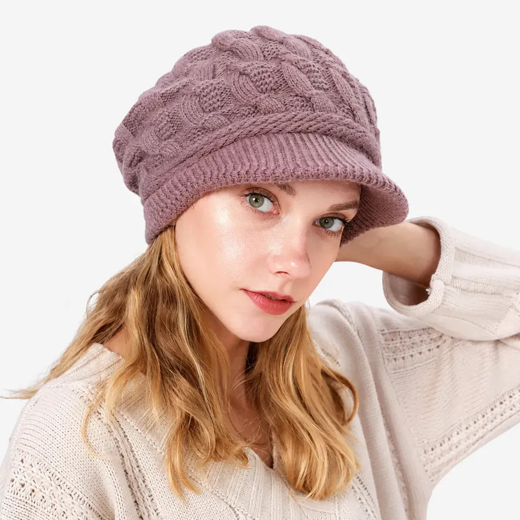 La boîte à chapeaux Bonnet Torsade Femme - Maille Epaisse et Chaude a Petite Visiere