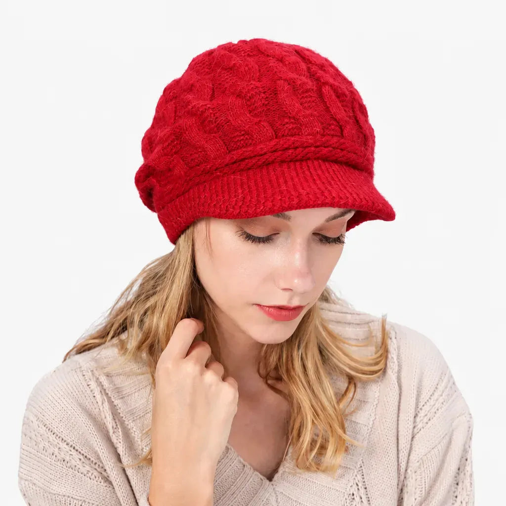 La boîte à chapeaux Bonnet Torsade Femme - Maille Epaisse et Chaude a Petite Visiere