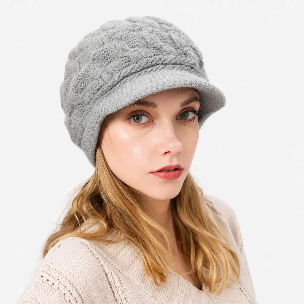 La boîte à chapeaux Bonnet Torsade Femme - Maille Epaisse et Chaude a Petite Visiere