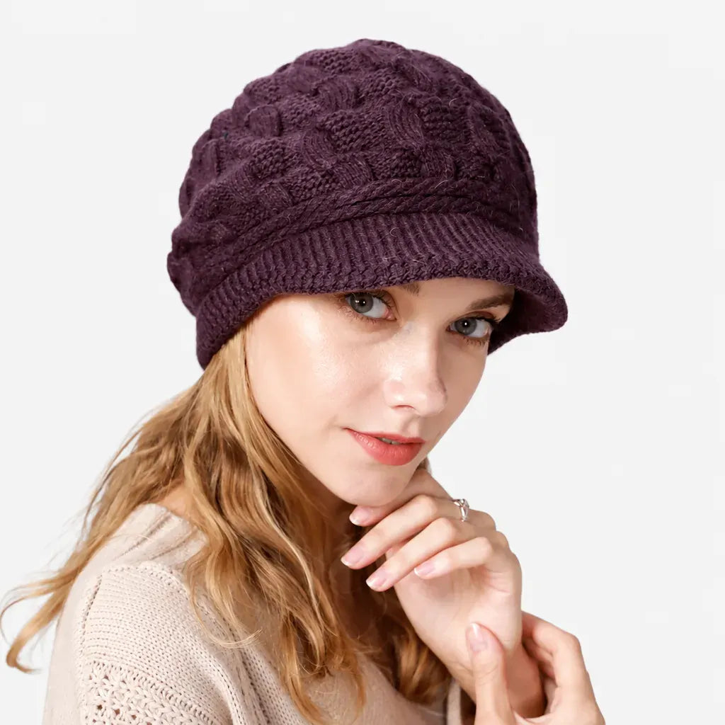 La boîte à chapeaux Bonnet Torsade Femme - Maille Epaisse et Chaude a Petite Visiere