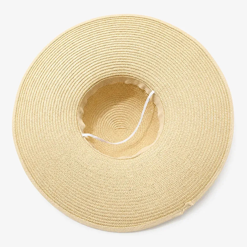 La boîte à chapeaux Capeline en Paille Naturelle pour Femme - Pliable a Noeud