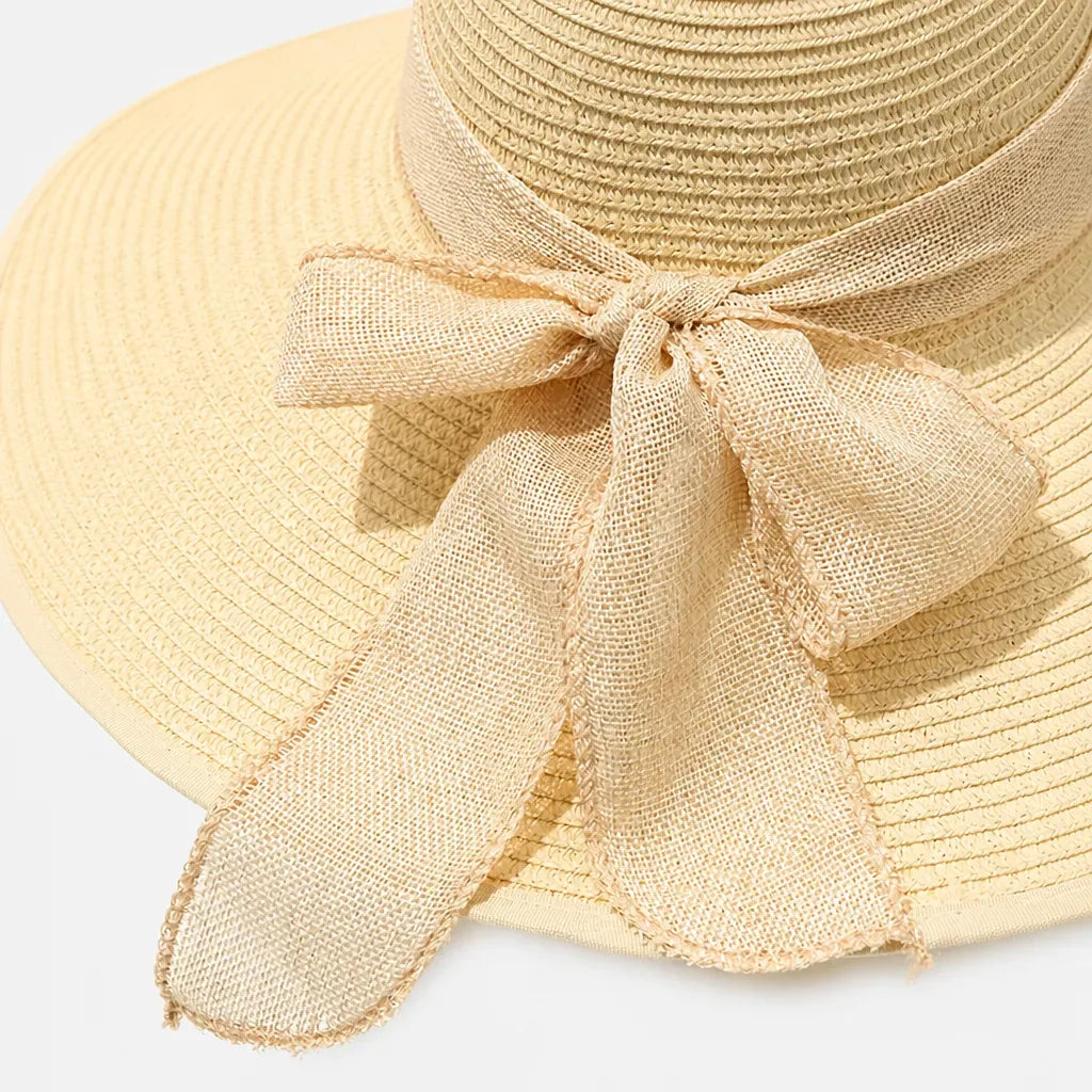 La boîte à chapeaux Capeline en Paille Naturelle pour Femme - Pliable a Noeud