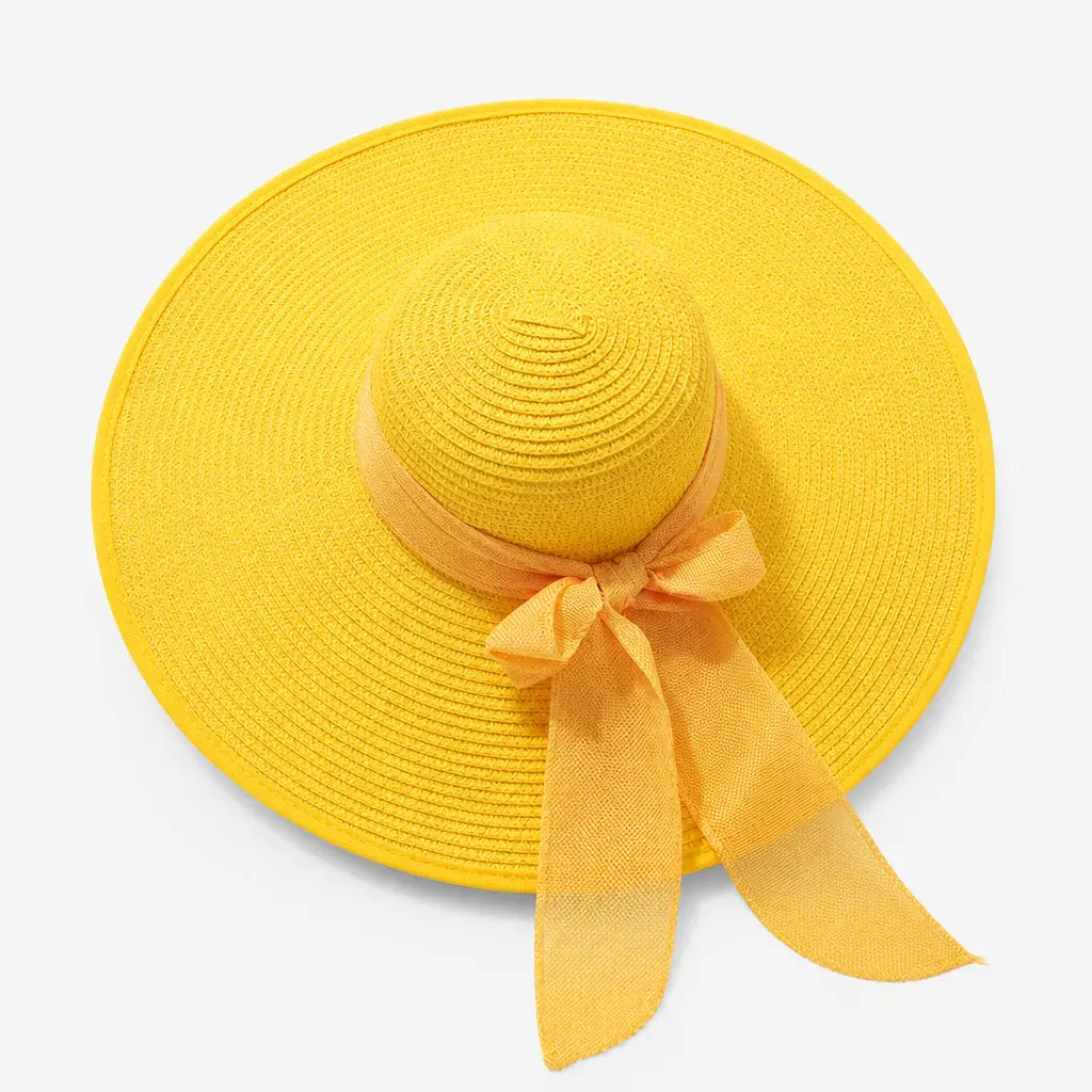 La boîte à chapeaux Capeline en Paille Naturelle pour Femme - Pliable a Noeud