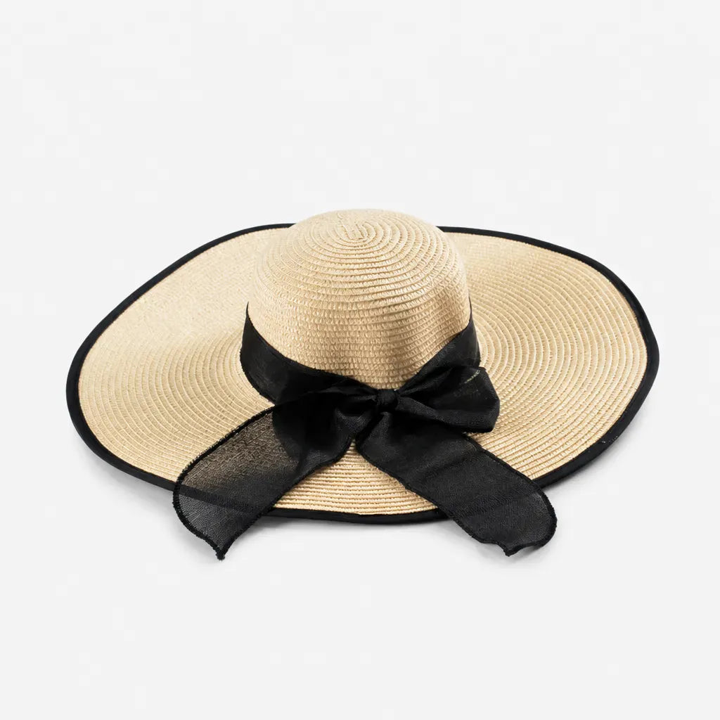La boîte à chapeaux Capeline en Paille Naturelle pour Femme - Pliable a Noeud