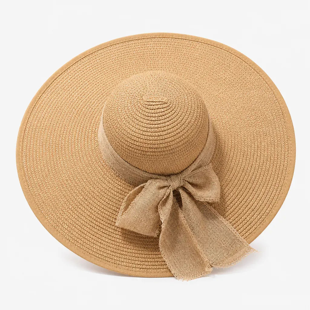 La boîte à chapeaux Capeline en Paille Naturelle pour Femme - Pliable a Noeud
