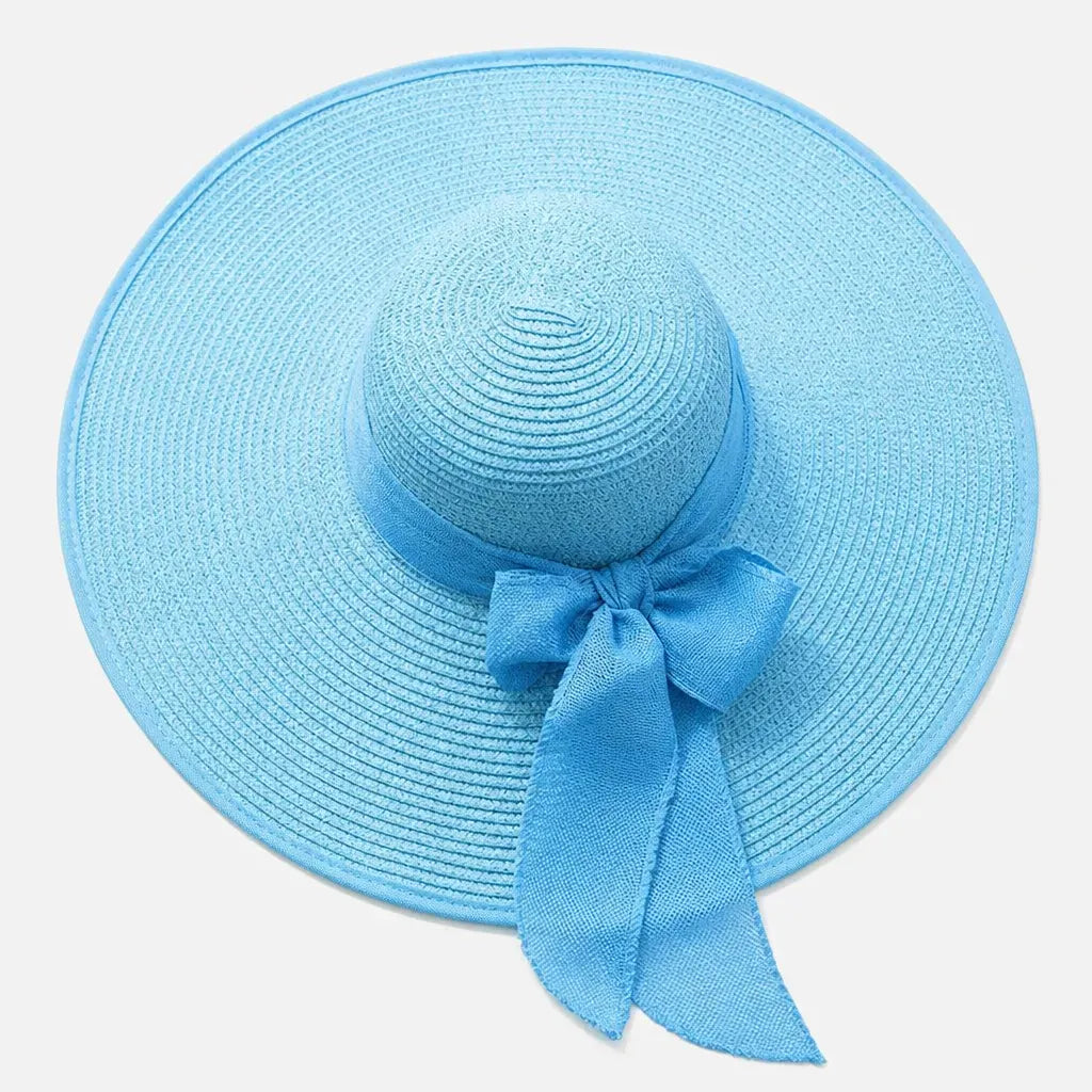 La boîte à chapeaux Capeline en Paille Naturelle pour Femme - Pliable a Noeud