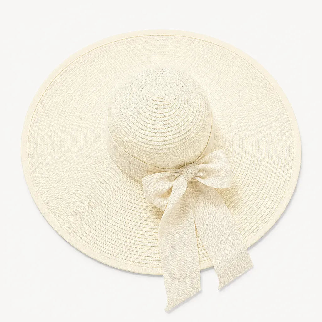 La boîte à chapeaux Capeline en Paille Naturelle pour Femme - Pliable a Noeud