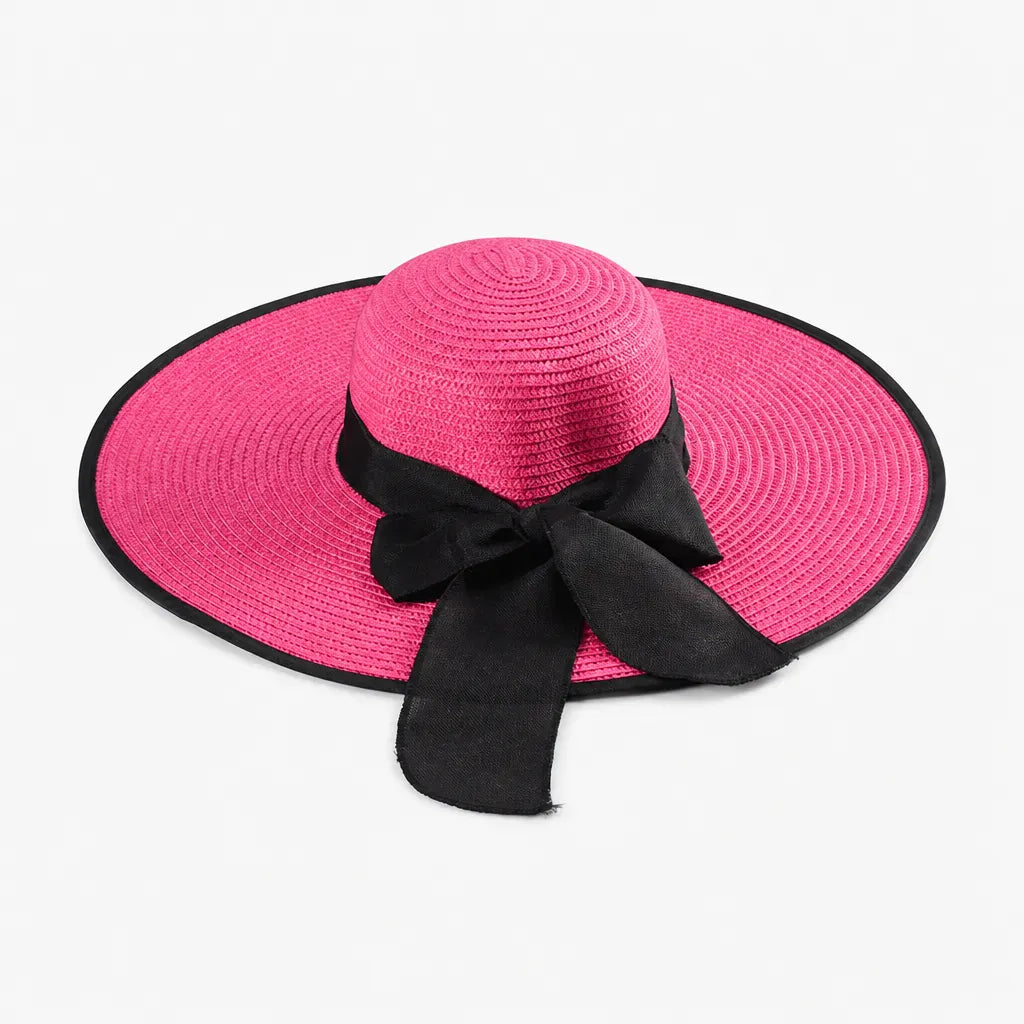 La boîte à chapeaux Capeline en Paille Naturelle pour Femme - Pliable a Noeud