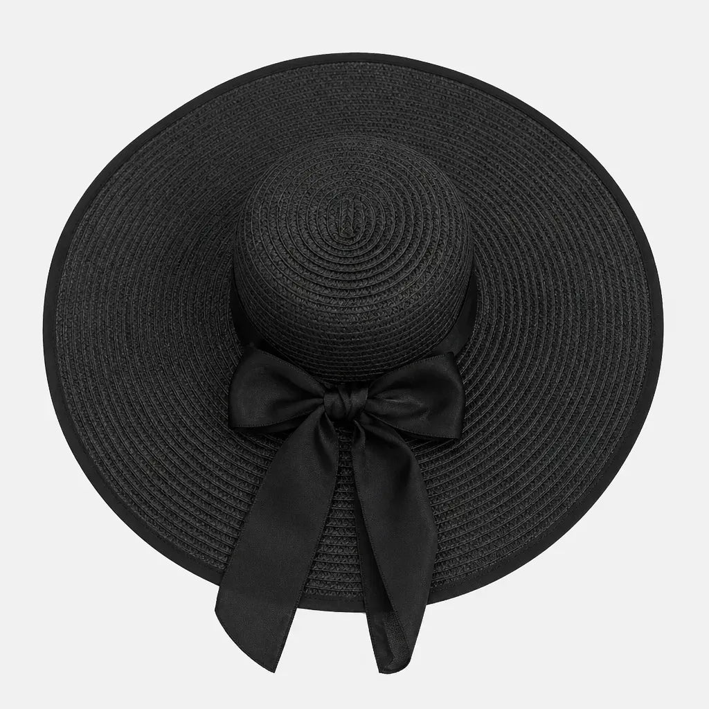 La boîte à chapeaux Capeline en Paille Naturelle pour Femme - Pliable a Noeud