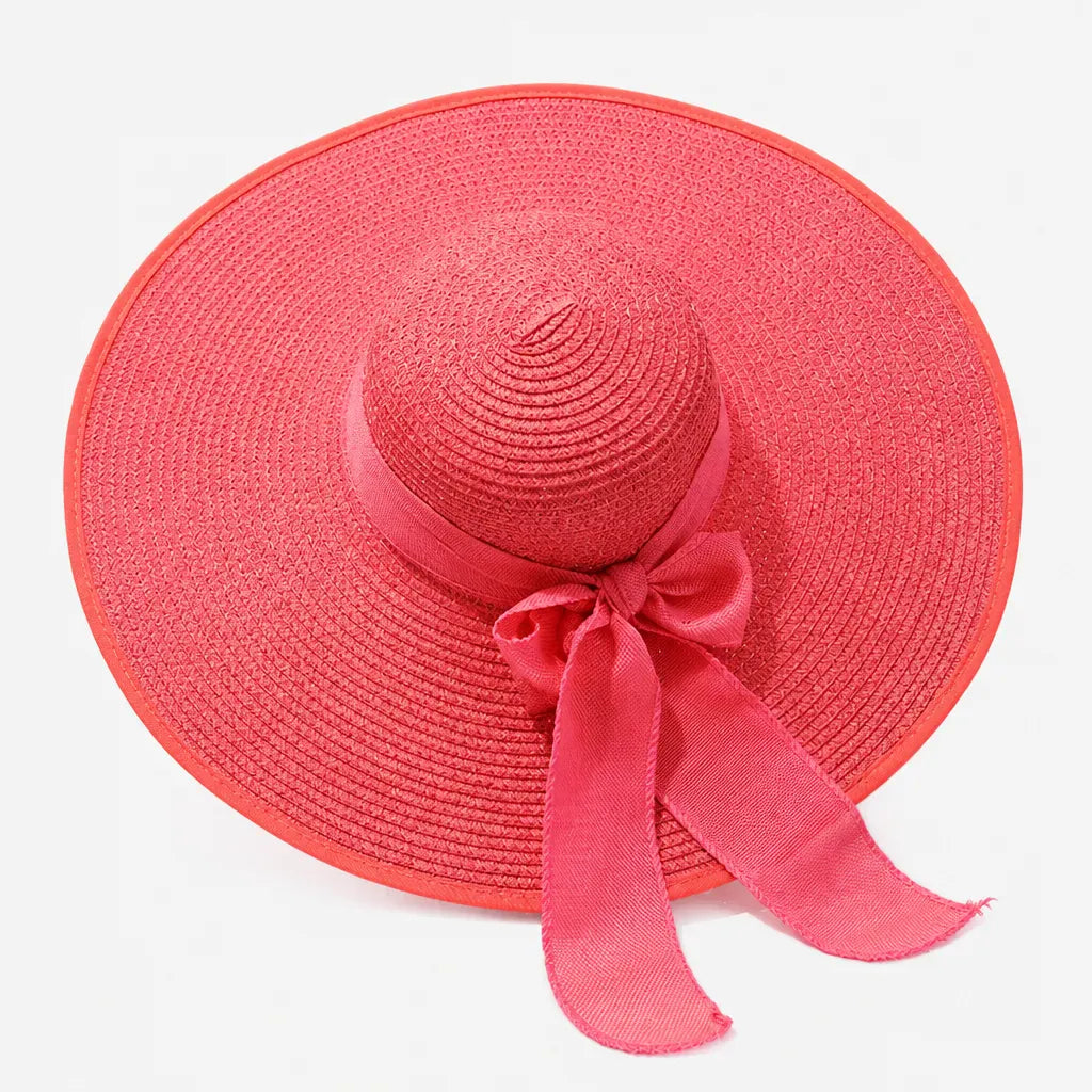 La boîte à chapeaux Capeline en Paille Naturelle pour Femme - Pliable a Noeud