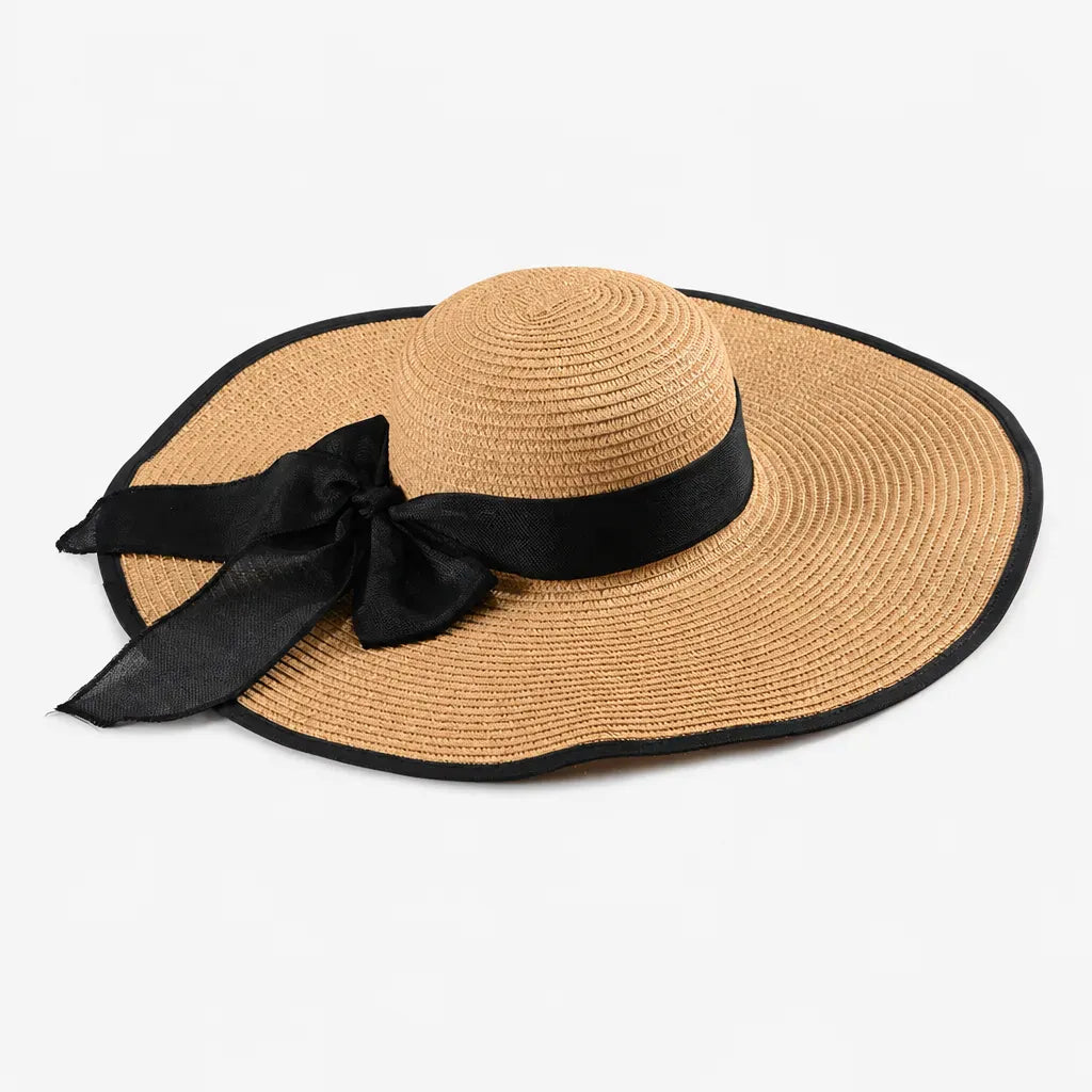 La boîte à chapeaux Capeline en Paille Naturelle pour Femme - Pliable a Noeud