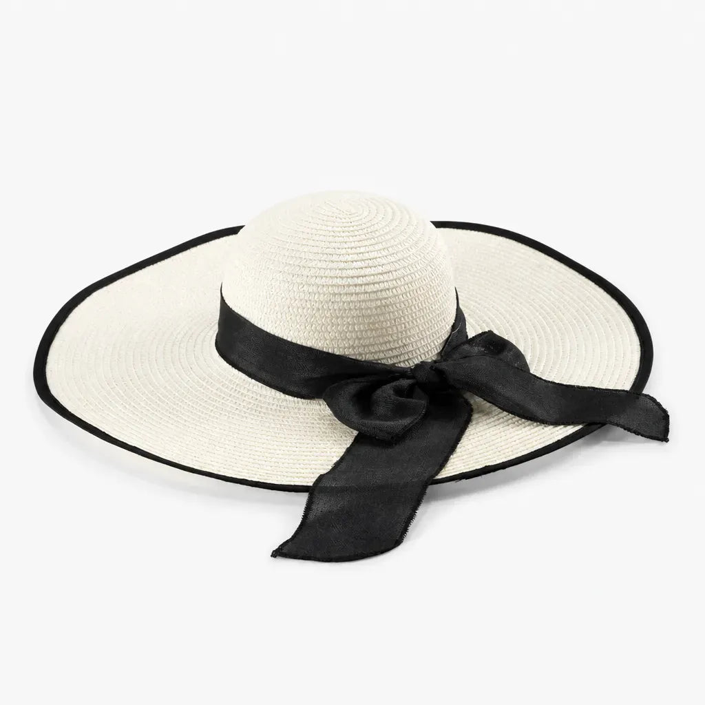 La boîte à chapeaux Capeline en Paille Naturelle pour Femme - Pliable a Noeud