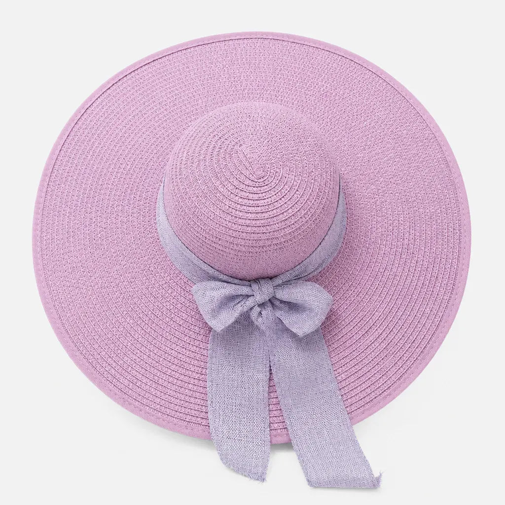 La boîte à chapeaux Capeline en Paille Naturelle pour Femme - Pliable a Noeud