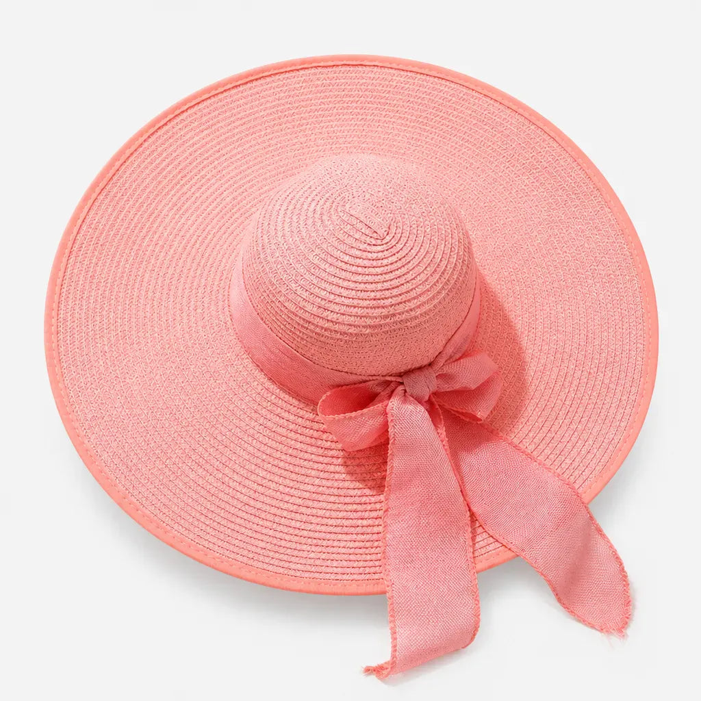 La boîte à chapeaux Capeline en Paille Naturelle pour Femme - Pliable a Noeud