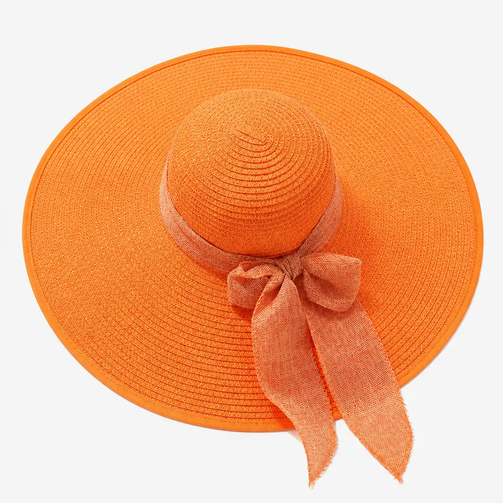 La boîte à chapeaux Capeline en Paille Naturelle pour Femme - Pliable a Noeud