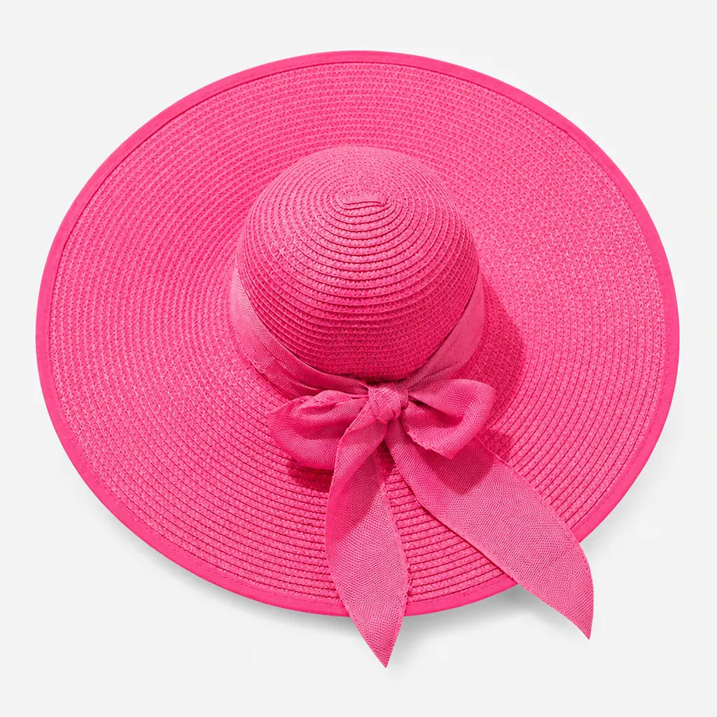 La boîte à chapeaux Capeline en Paille Naturelle pour Femme - Pliable a Noeud