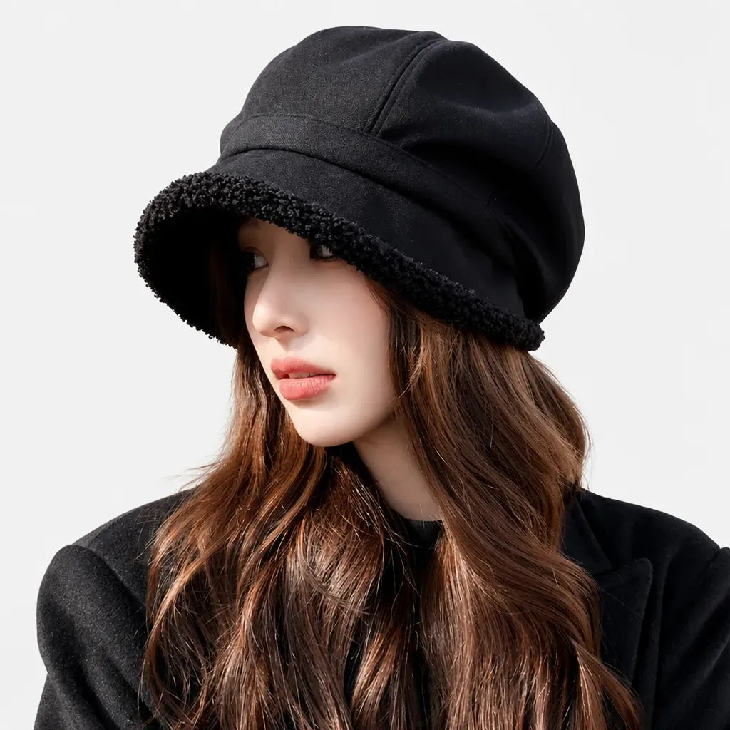 La boîte à chapeaux Casquette Gavroche Femme Velours - Octogonale Retro