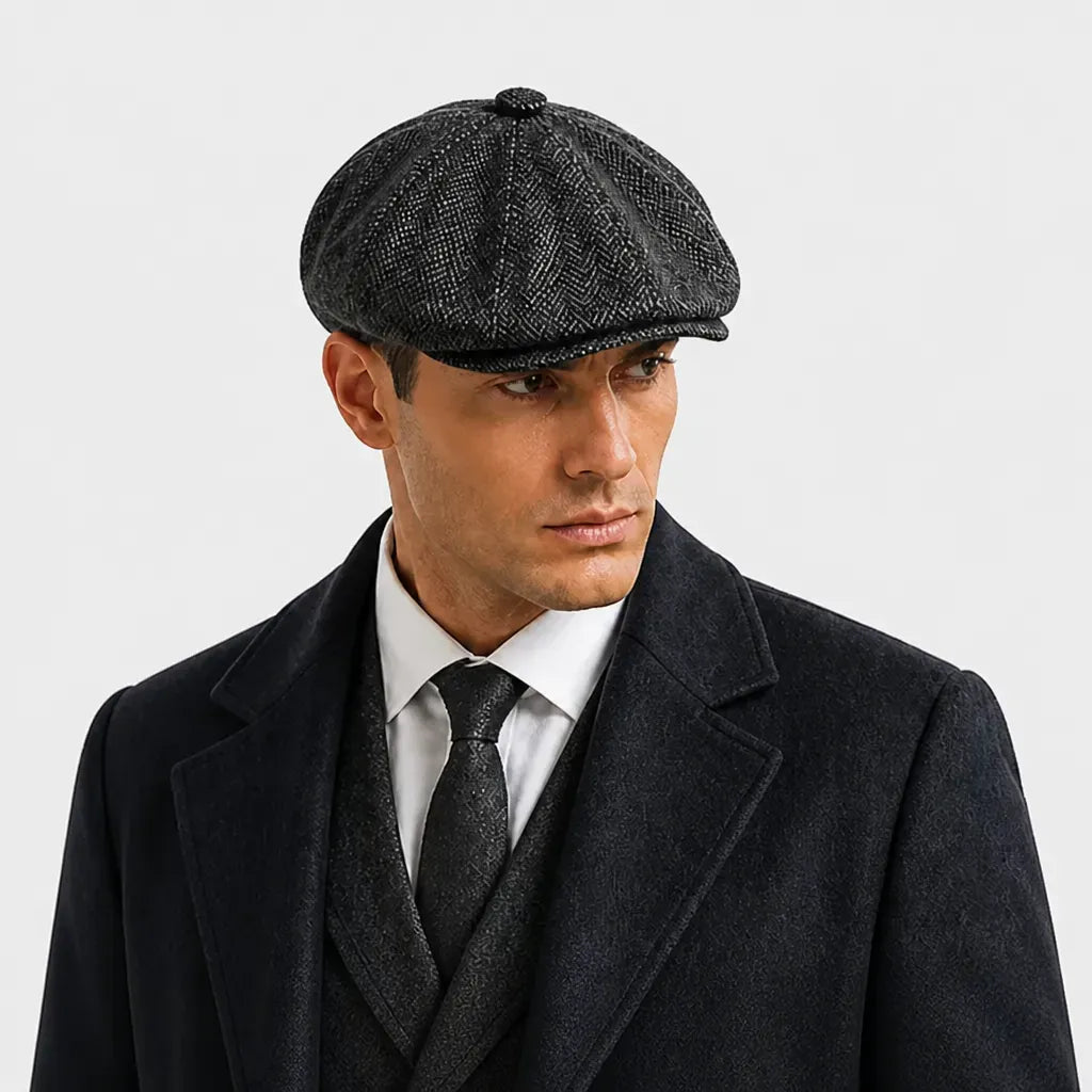 La boîte à chapeaux Casquette Gavroche Peaky Blinders - Motif Chevrons pour l'Hiver