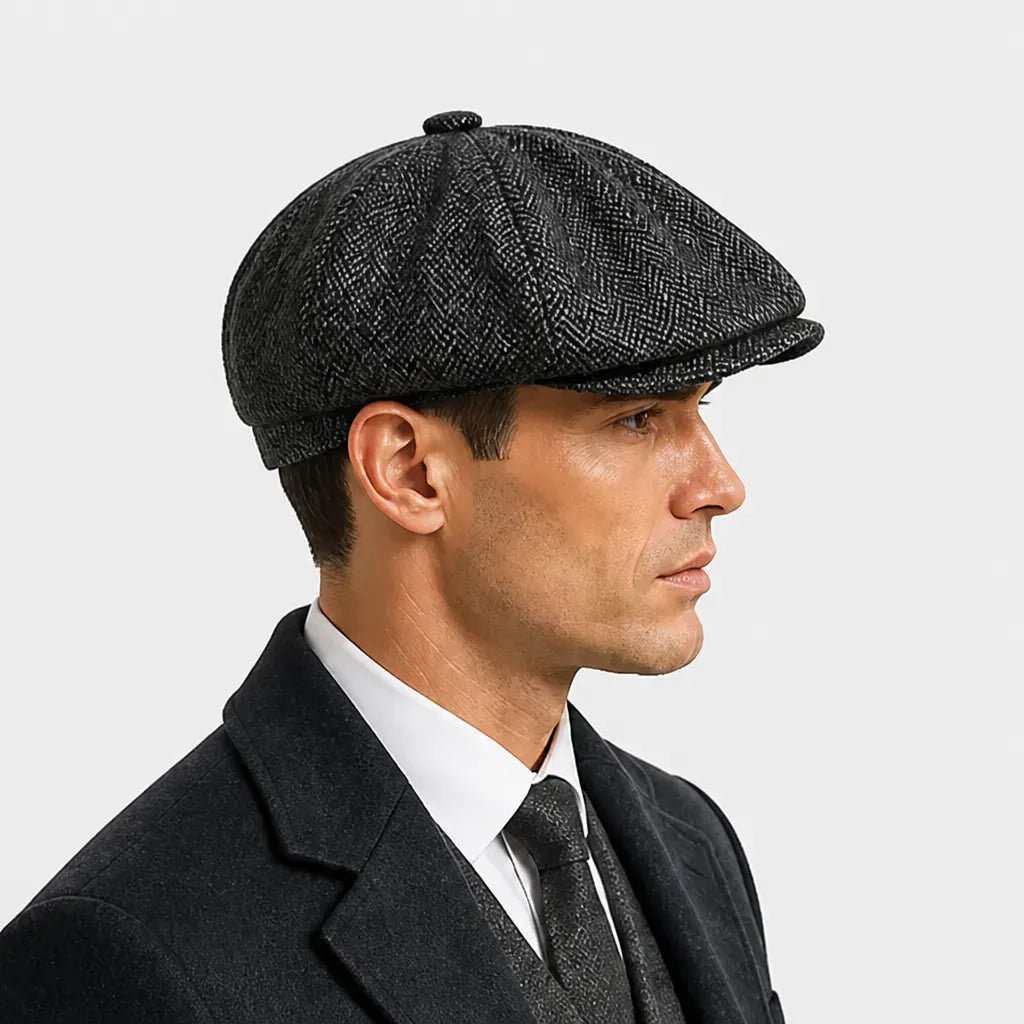 La boîte à chapeaux Casquette Gavroche Peaky Blinders - Motif Chevrons pour l'Hiver