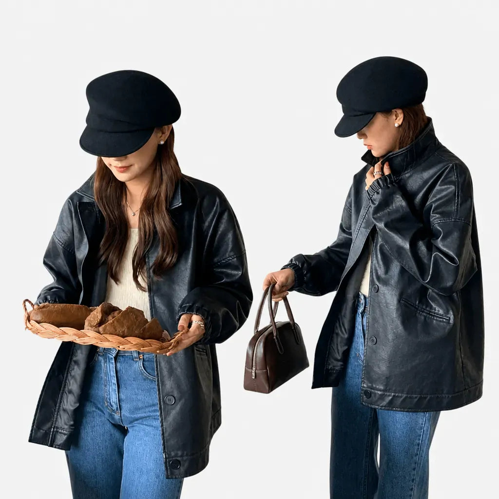 La boîte à chapeaux Casquette Gavroche pour Femme - en Laine, Style Peintre Vintage
