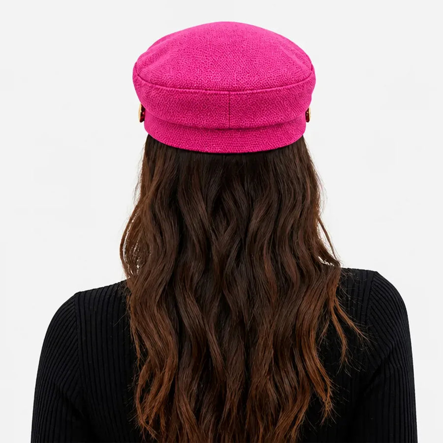 La boîte à chapeaux Casquette Militaire Femme - Tweed Rose avec Chaine Doree