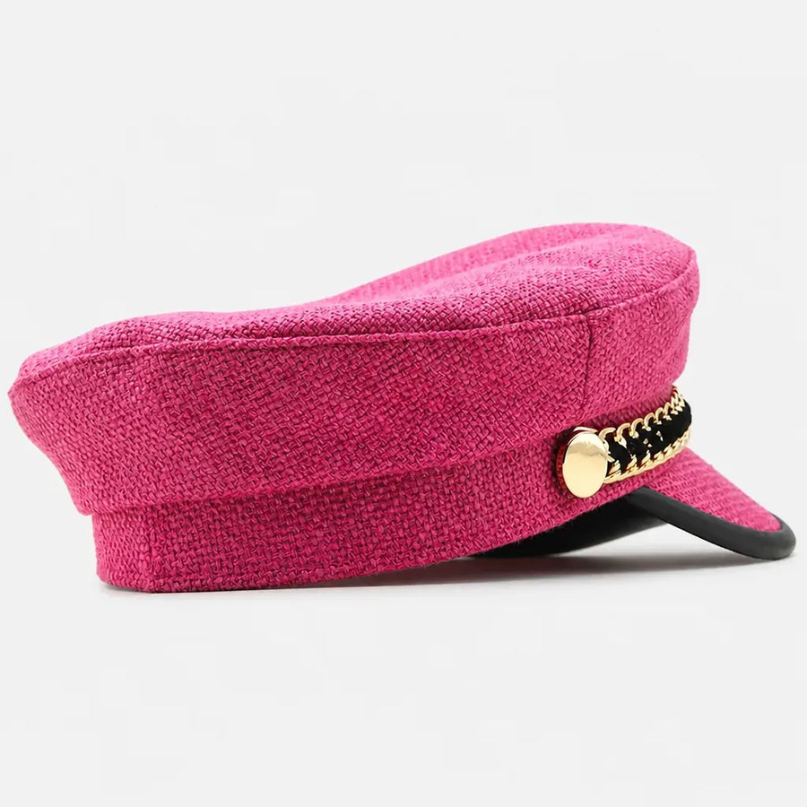 La boîte à chapeaux Casquette Militaire Femme - Tweed Rose avec Chaine Doree