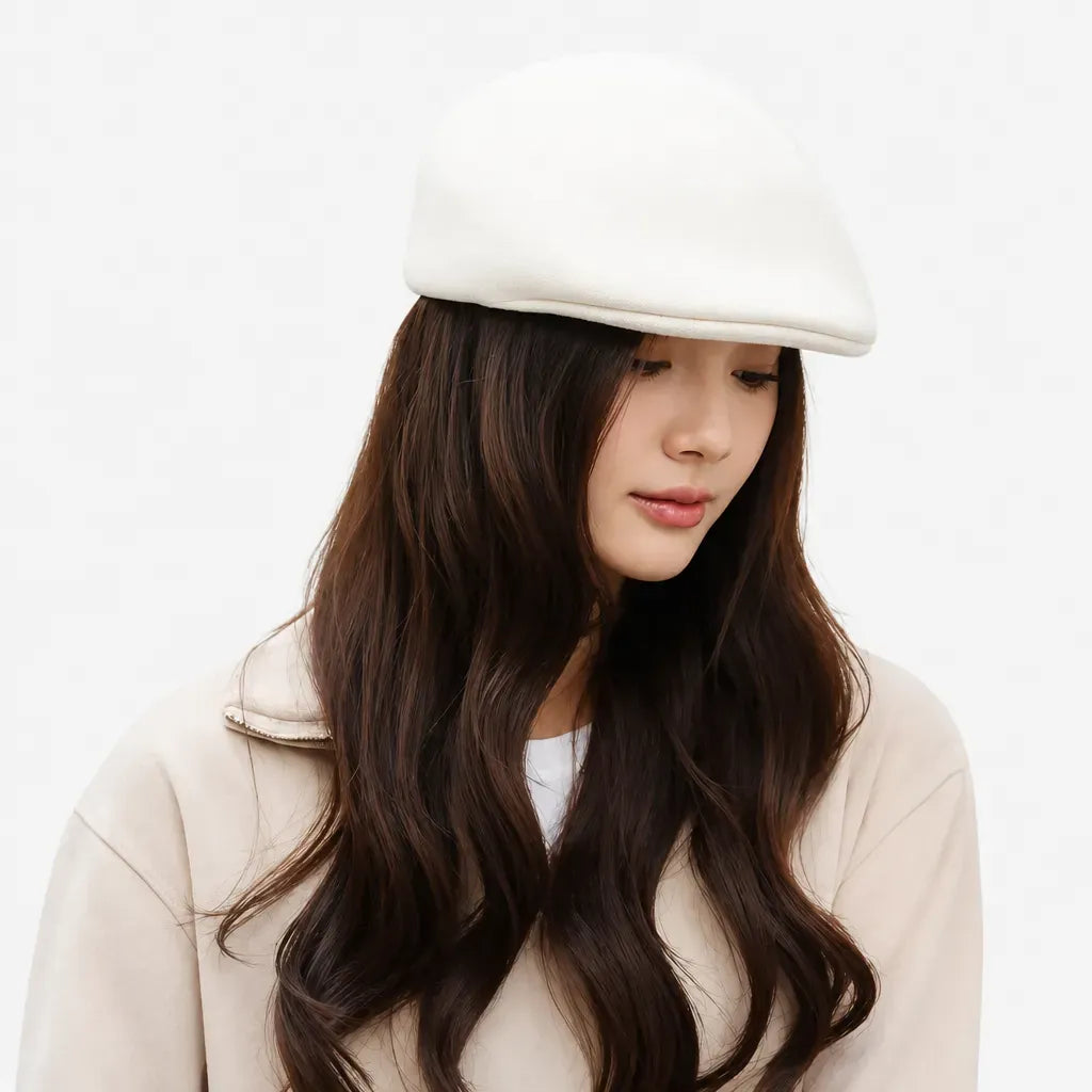La boîte à chapeaux Casquette Plate Femme - Bicolore en Laine, Style Gavroche