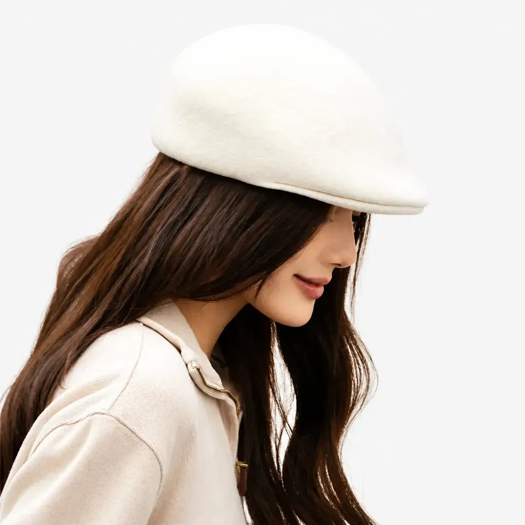 La boîte à chapeaux Casquette Plate Femme - Bicolore en Laine, Style Gavroche