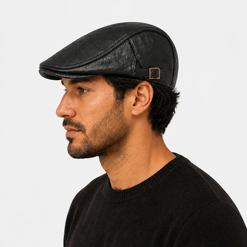 La boîte à chapeaux Casquette Simili Cuir Homme - Plate Gavroche Vintage Ajustable