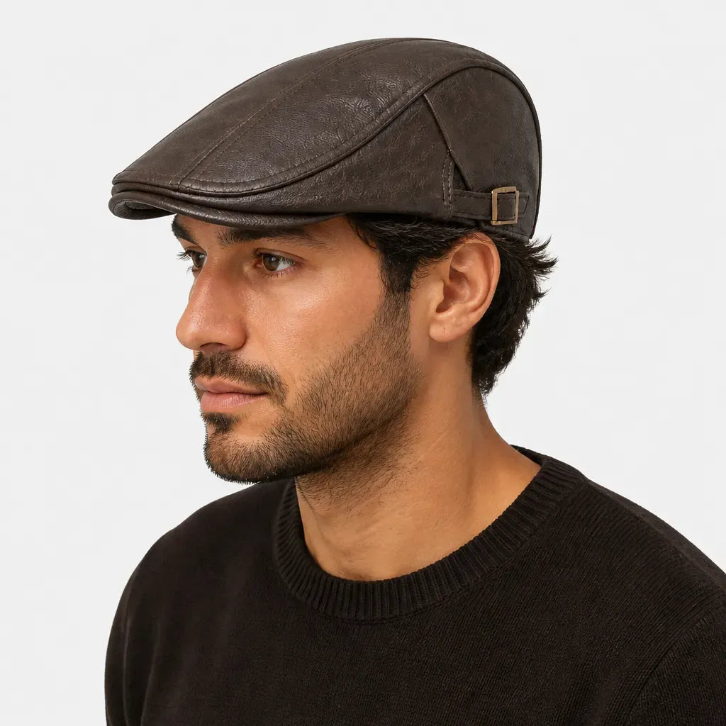 La boîte à chapeaux Casquette Simili Cuir Homme - Plate Gavroche Vintage Ajustable