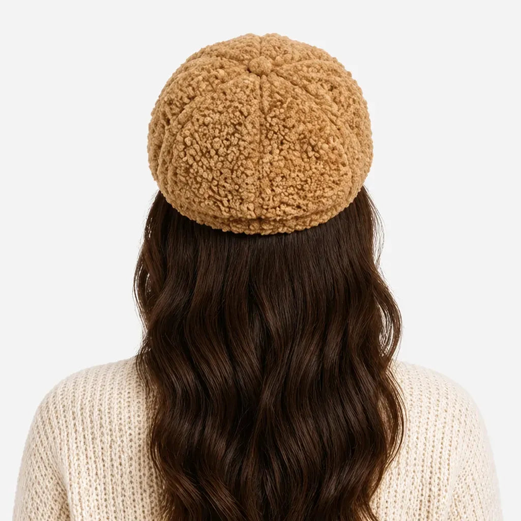 La boîte à chapeaux Chapeau Beret Femme Hiver - Octogonal Effet Laine d'Agneau Boucle