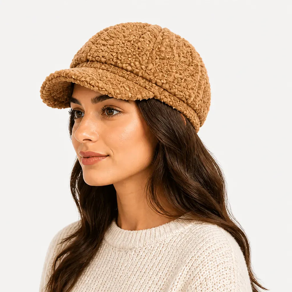 La boîte à chapeaux Chapeau Beret Femme Hiver - Octogonal Effet Laine d'Agneau Boucle