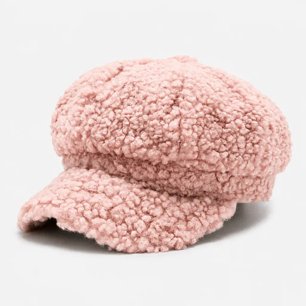 La boîte à chapeaux Chapeau Beret Femme Hiver - Octogonal Effet Laine d'Agneau Boucle