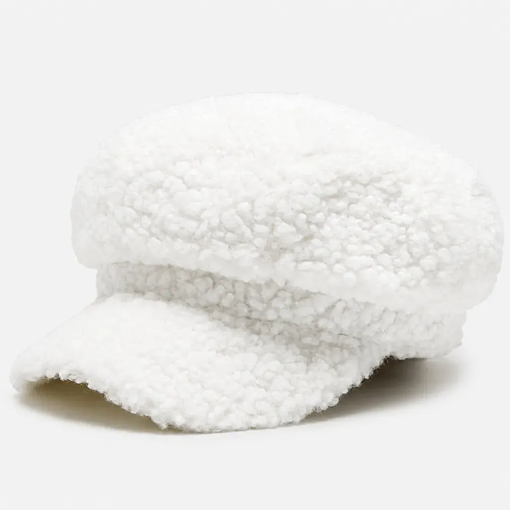 La boîte à chapeaux Chapeau Beret Femme Hiver - Octogonal Effet Laine d'Agneau Boucle