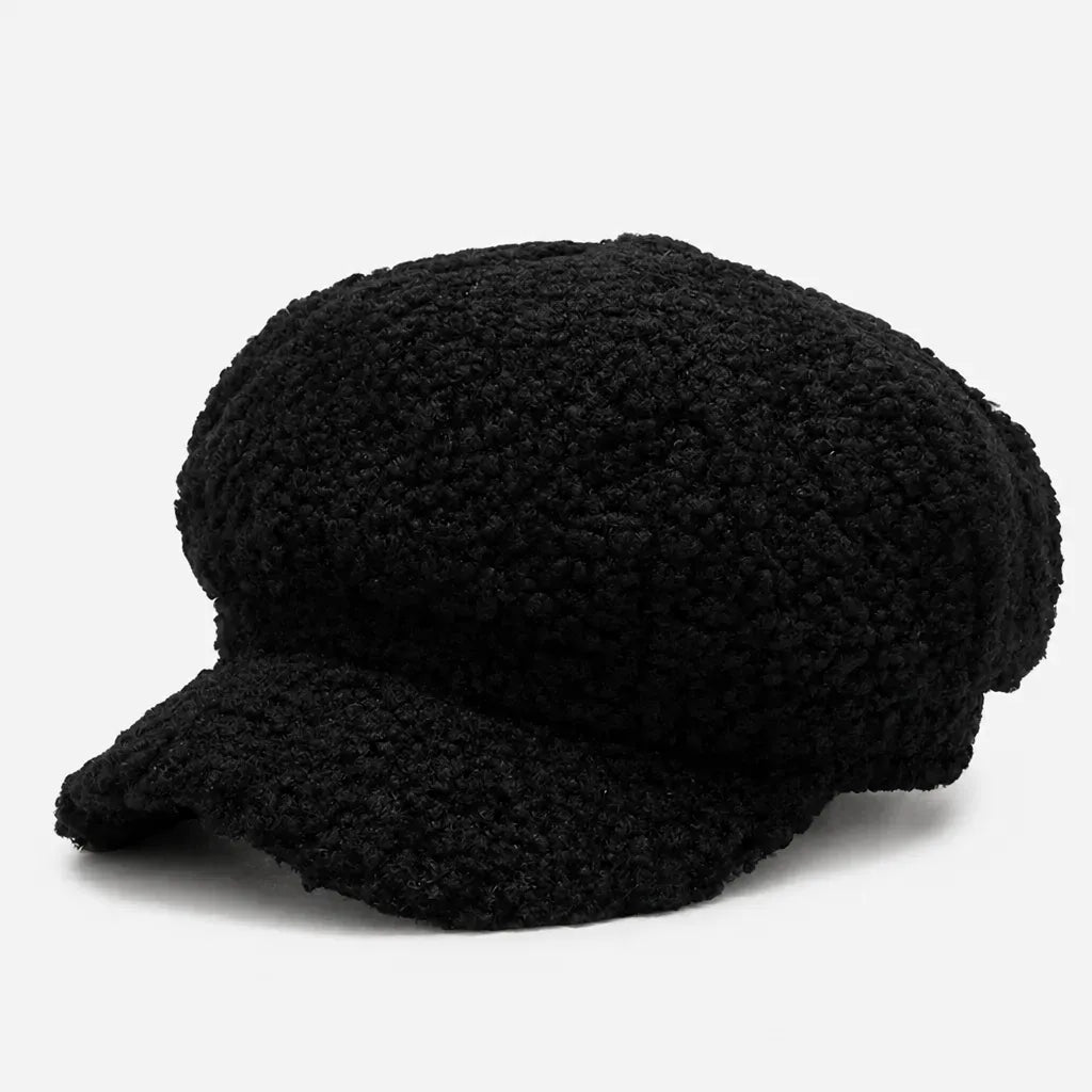 La boîte à chapeaux Chapeau Beret Femme Hiver - Octogonal Effet Laine d'Agneau Boucle