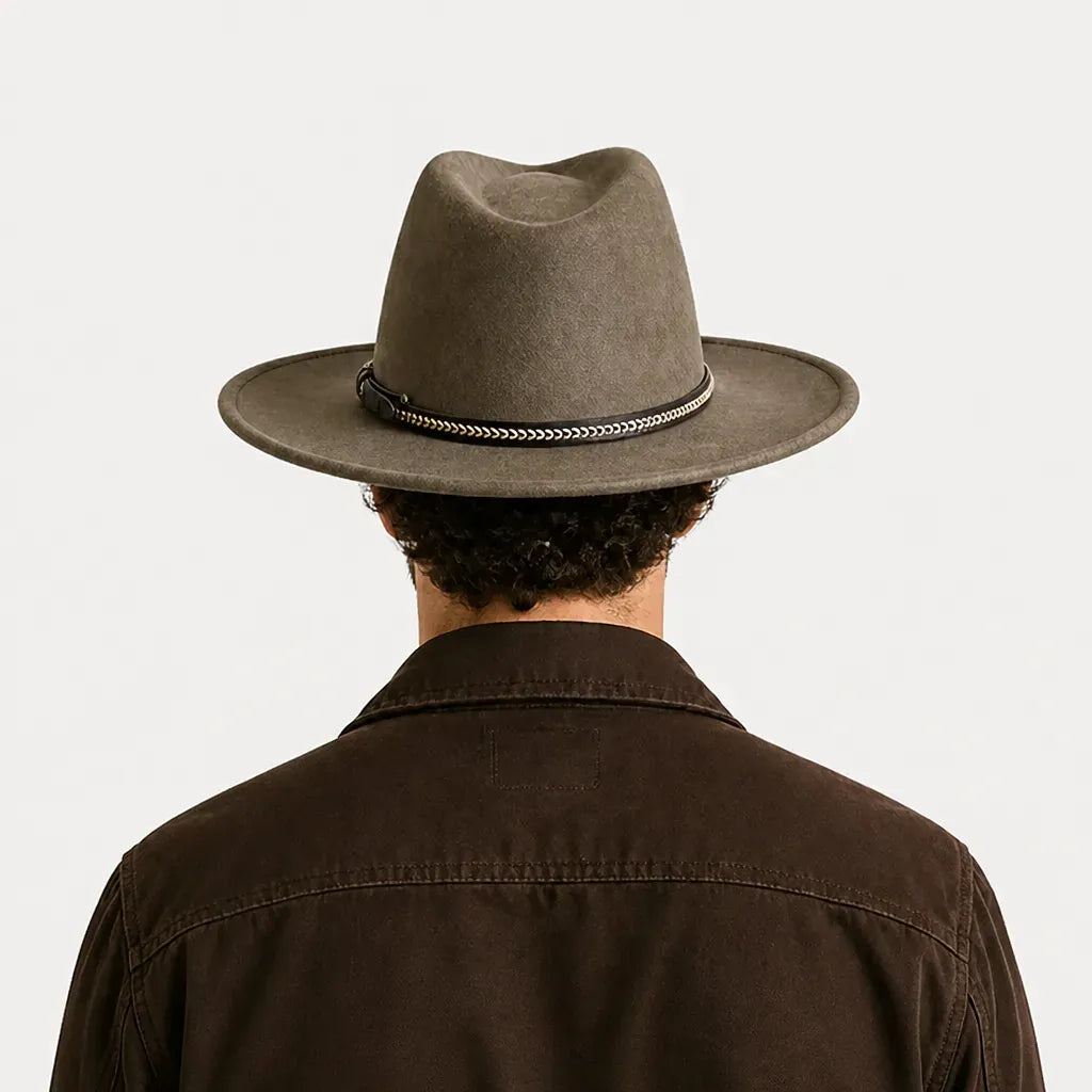 La boîte à chapeaux Chapeau Daim Homme - Vegan Large Bord Style Jazz