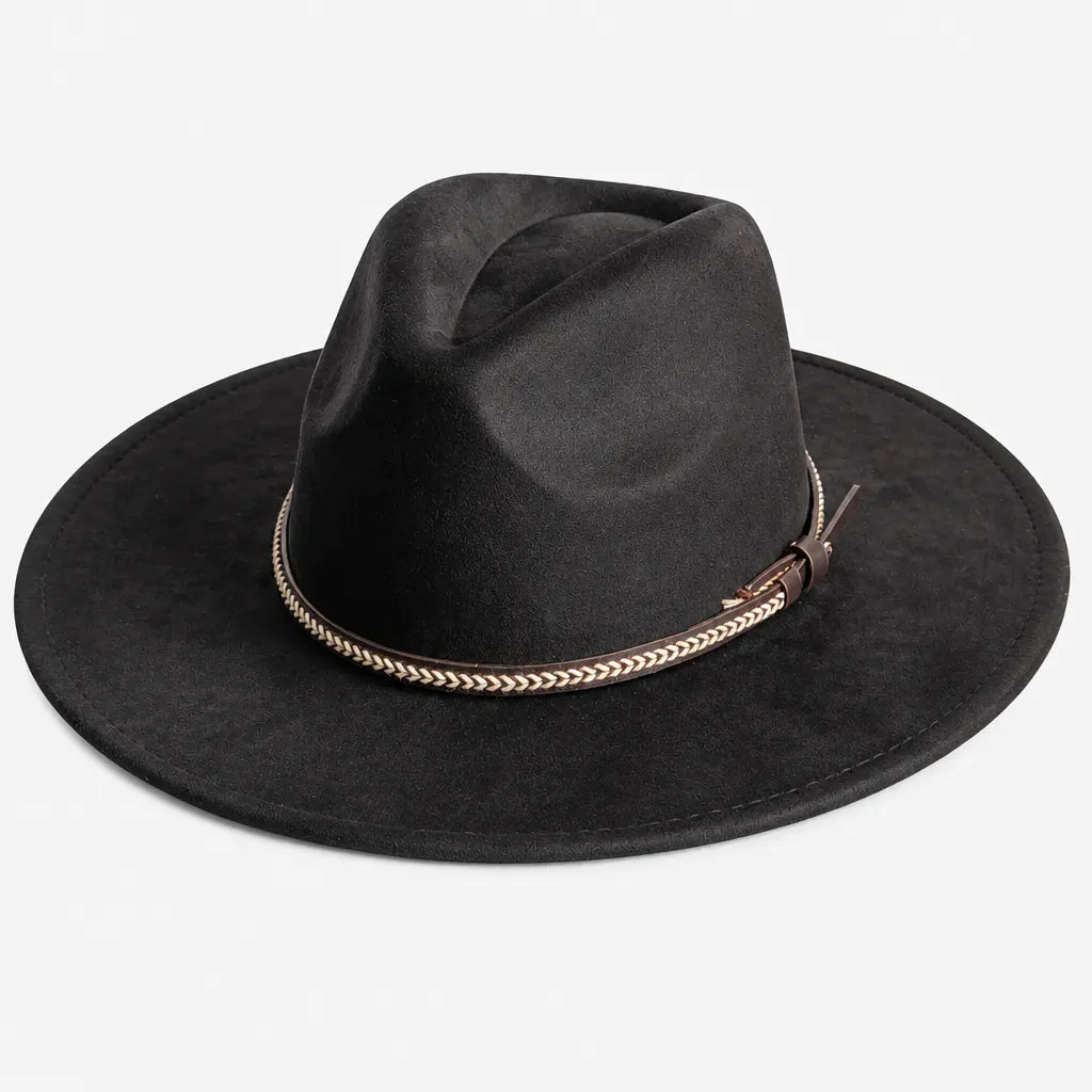 La boîte à chapeaux Chapeau Daim Homme - Vegan Large Bord Style Jazz