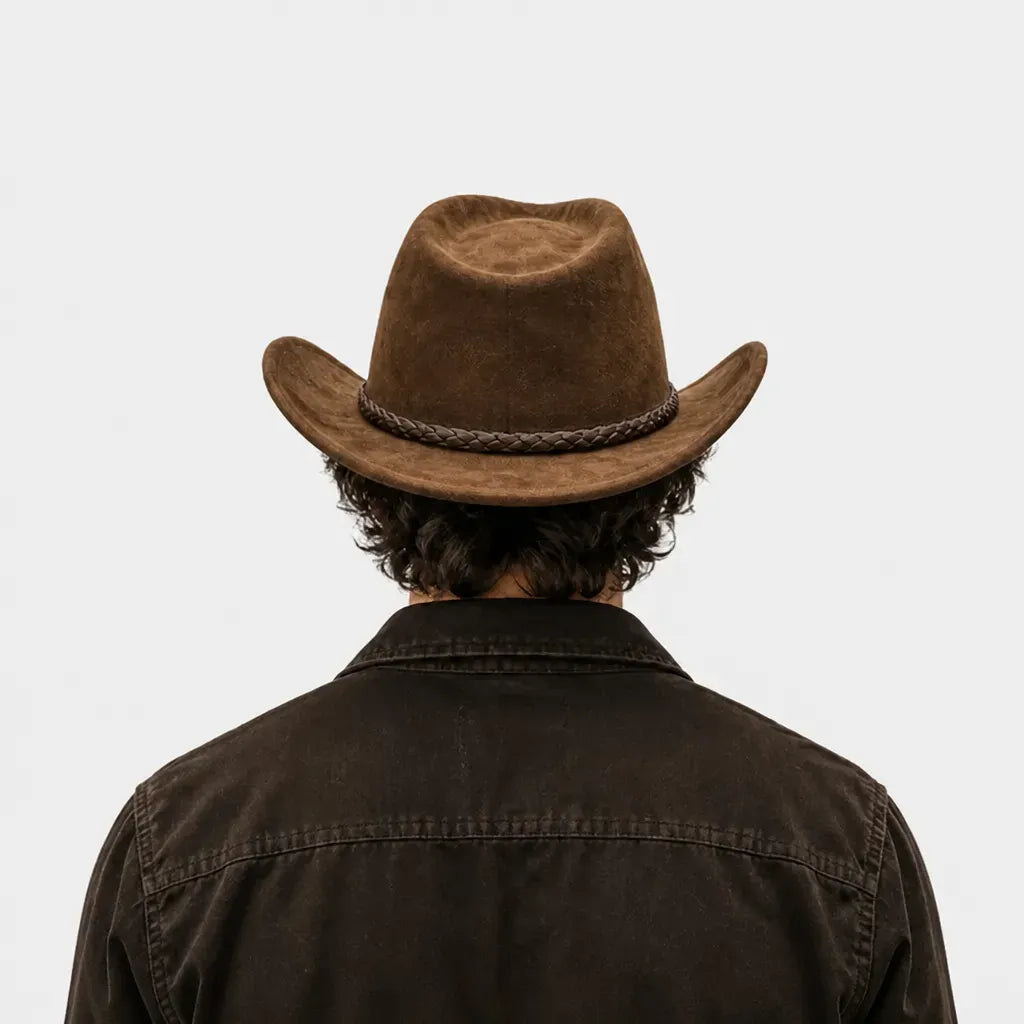 La boîte à chapeaux Chapeau de Cowboy Femme - Large Bord Releve et Ceinture Tressee