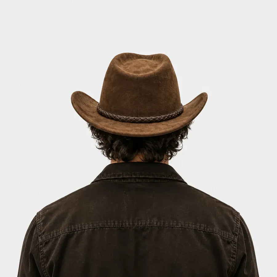 La boîte à chapeaux Chapeau de Cowboy Femme - Large Bord Releve et Ceinture Tressee