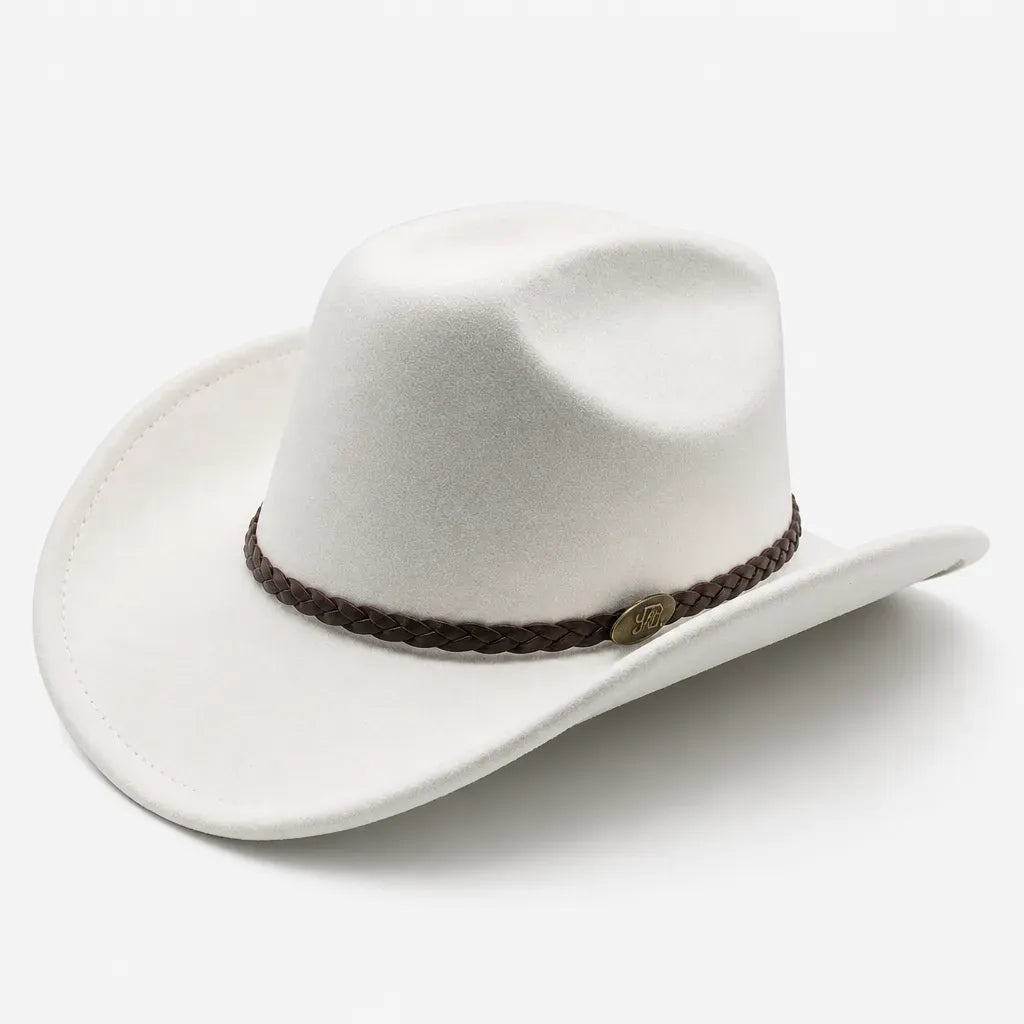 La boîte à chapeaux Chapeau de Cowboy Femme - Large Bord Releve et Ceinture Tressee