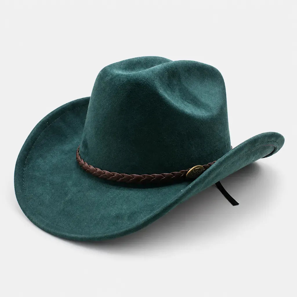 La boîte à chapeaux Chapeau de Cowboy Femme - Large Bord Releve et Ceinture Tressee