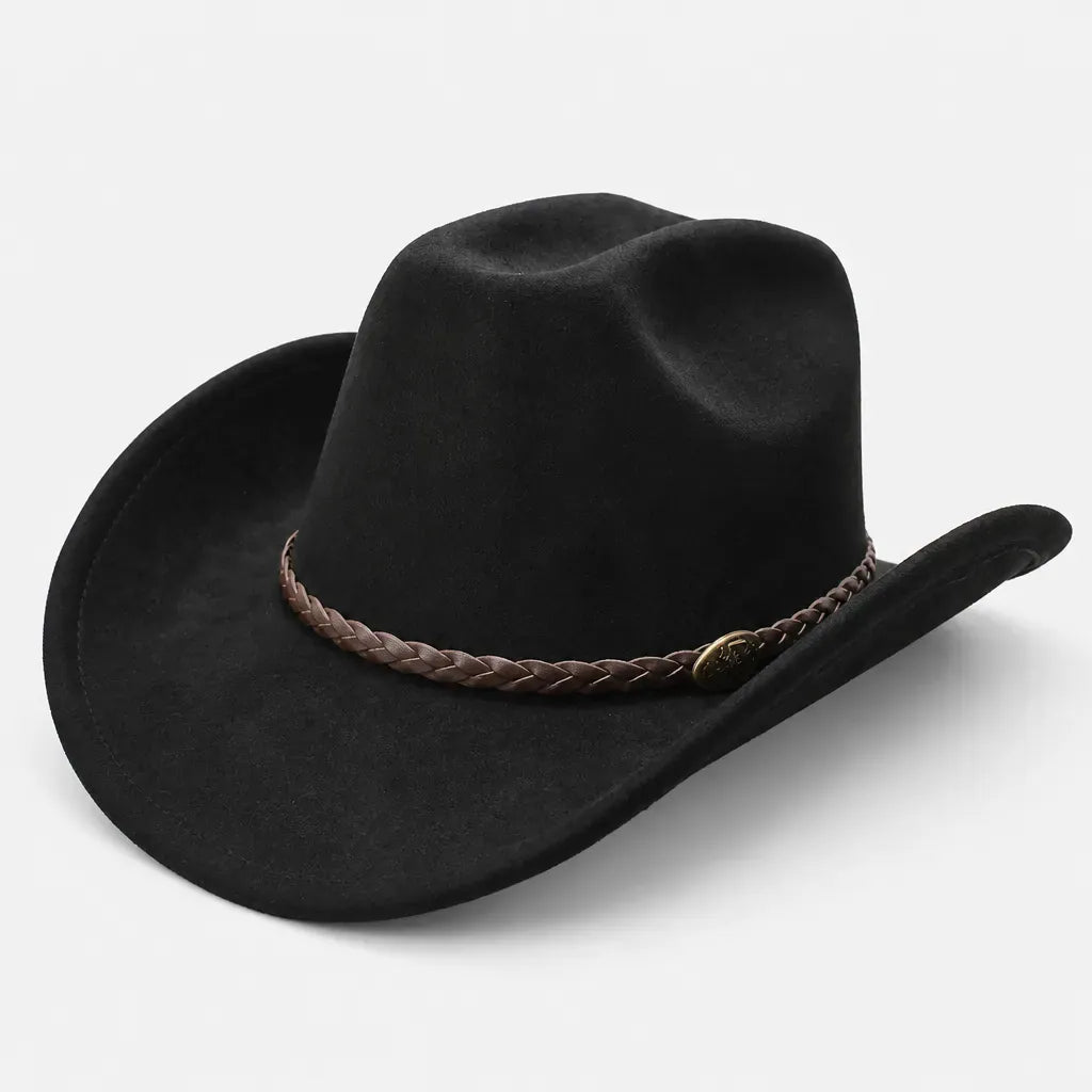 La boîte à chapeaux Chapeau de Cowboy Femme - Large Bord Releve et Ceinture Tressee