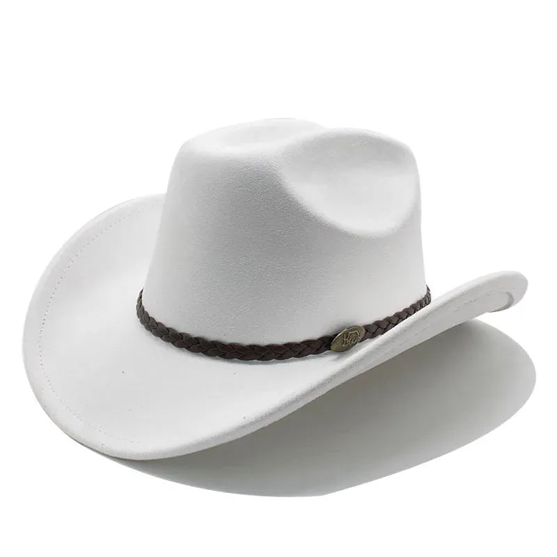 La boîte à chapeaux Chapeau de Cowboy Femme - Large Bord Releve et Ceinture Tressee