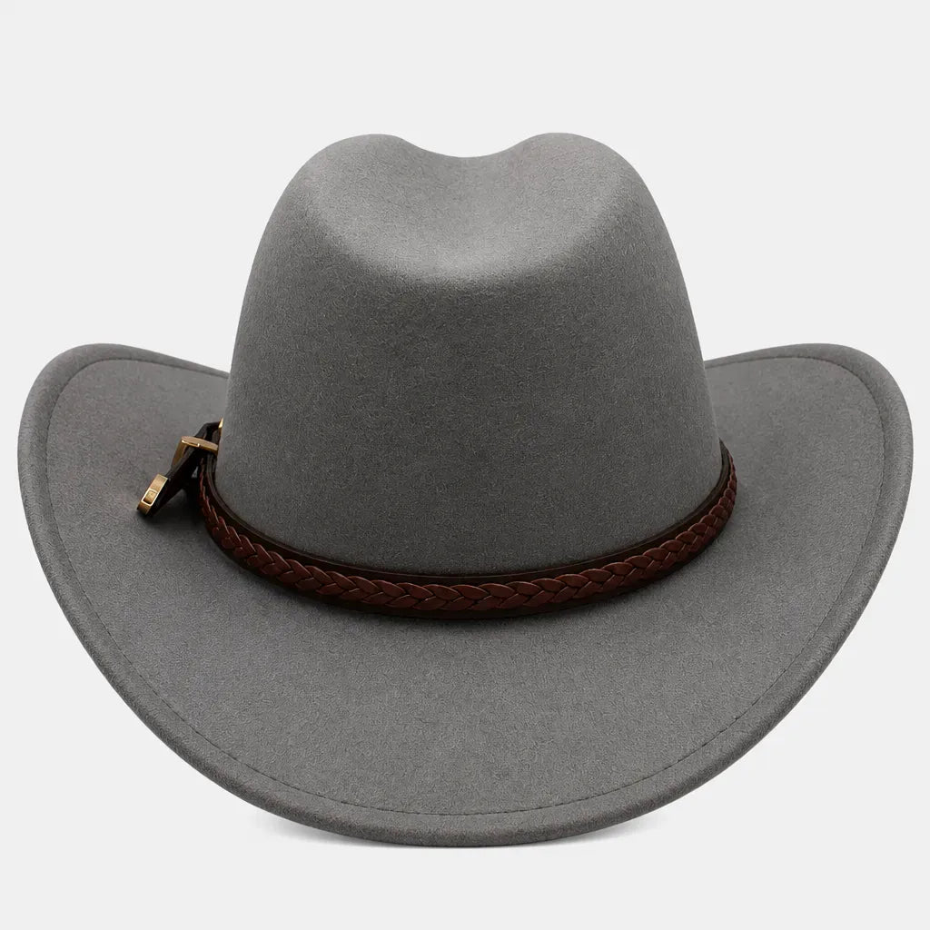 La boîte à chapeaux Chapeau de Cowboy Homme - Feutre 100% laine avec Ceinture Marron