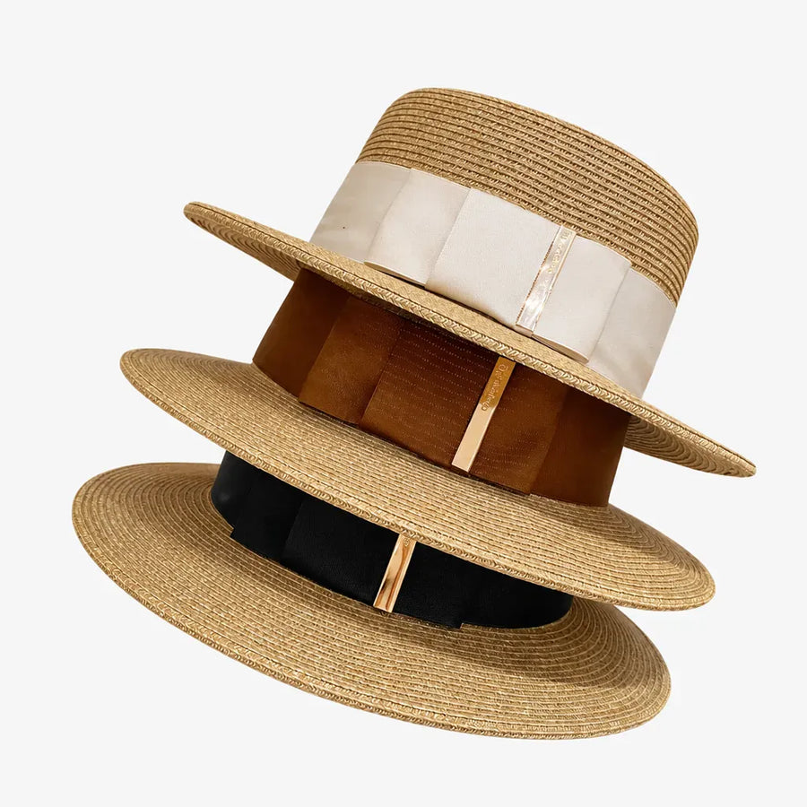 La boîte à chapeaux Chapeau de Paille Blanc Femme - Doux Neutre pour la Plage