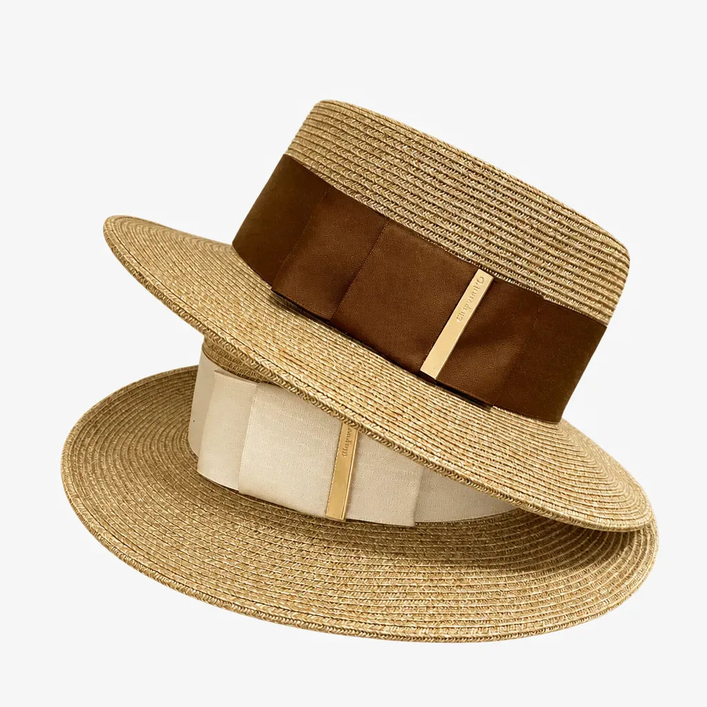La boîte à chapeaux Chapeau de Paille Blanc Femme - Doux Neutre pour la Plage