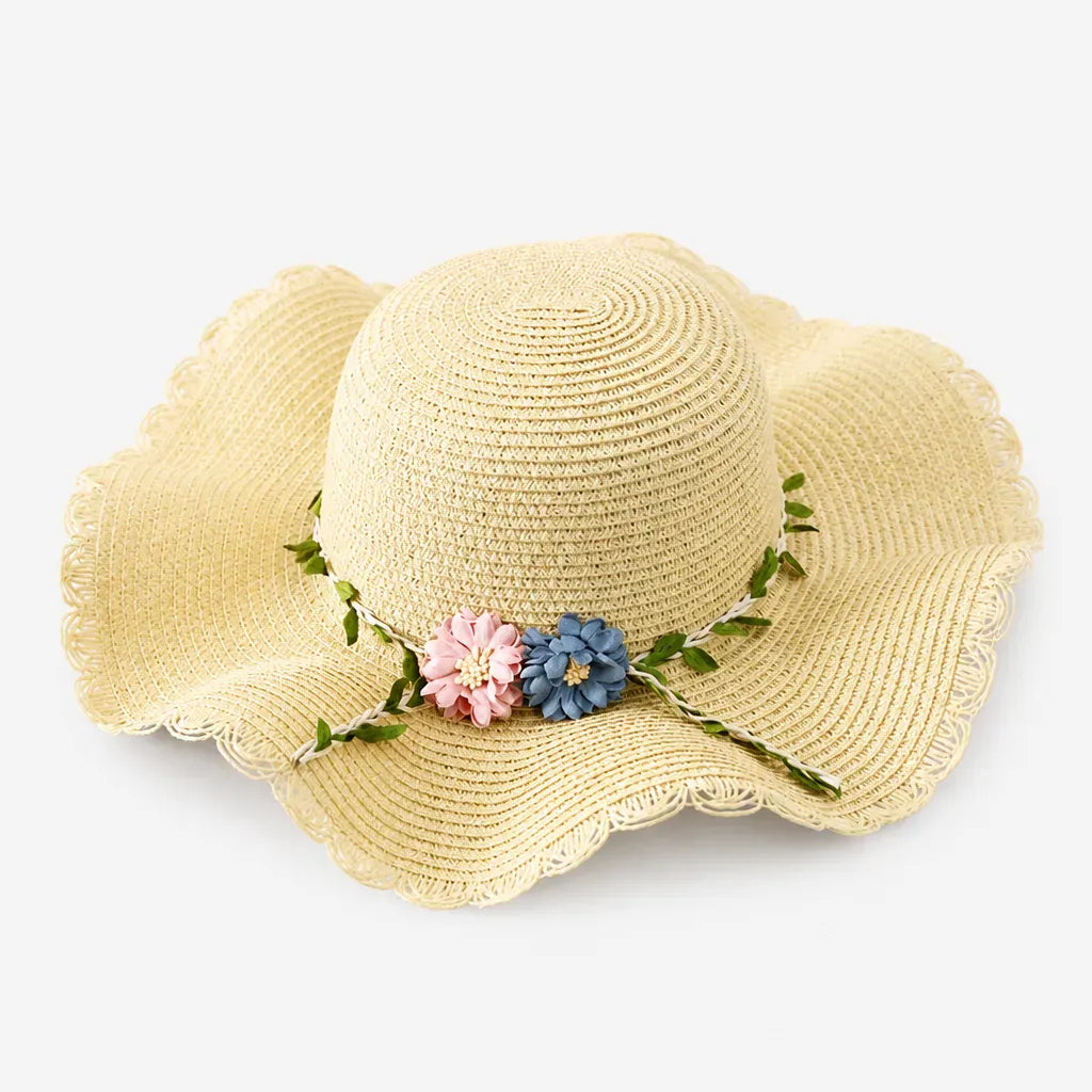 La boîte à chapeaux Chapeau de Paille Femme Plage - Floppy Floral Panama