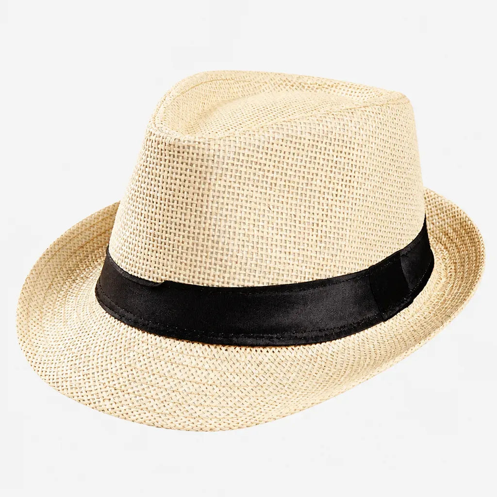La boîte à chapeaux Chapeau de Paille Homme Plage - Trilby avec Ruban Noir