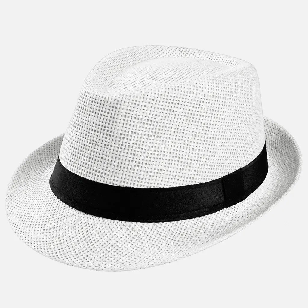 La boîte à chapeaux Chapeau de Paille Homme Plage - Trilby avec Ruban Noir